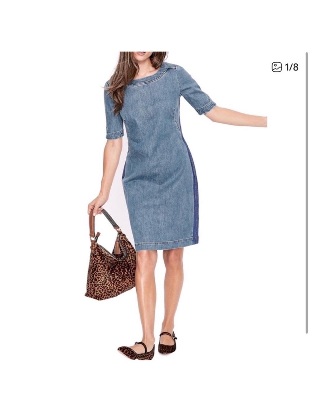 Boden Denim Sheath Dress | Tailored Light Wash Jean Dress | Minimalist
